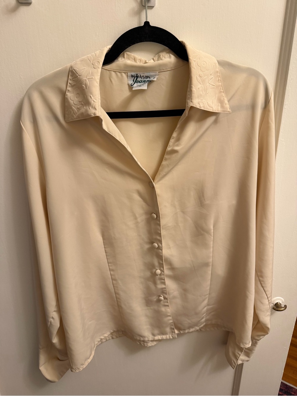 Vintage Cream Button-Front Women's Blouse